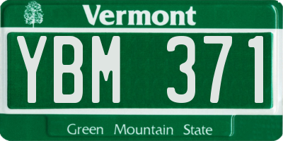 VT license plate YBM371