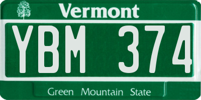 VT license plate YBM374