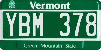 VT license plate YBM378