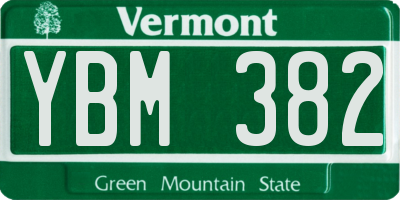 VT license plate YBM382
