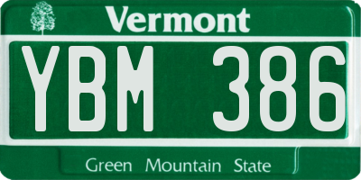 VT license plate YBM386