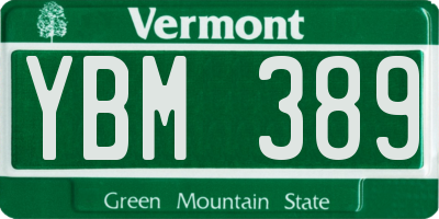 VT license plate YBM389