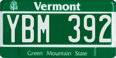 VT license plate YBM392