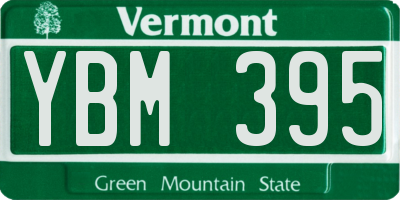 VT license plate YBM395