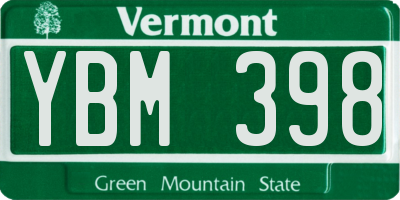 VT license plate YBM398