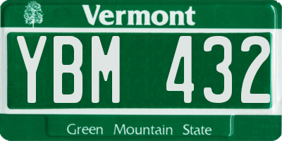 VT license plate YBM432