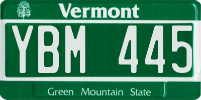 VT license plate YBM445