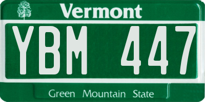 VT license plate YBM447