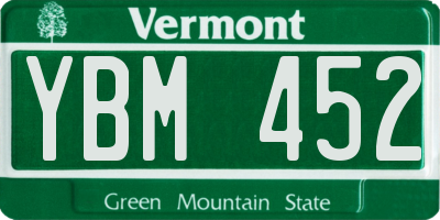 VT license plate YBM452