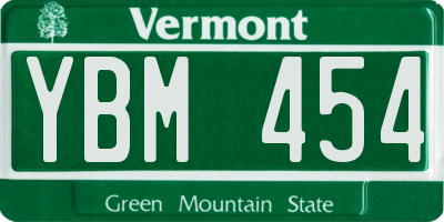 VT license plate YBM454