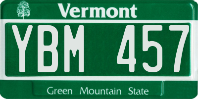 VT license plate YBM457
