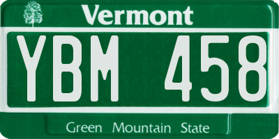 VT license plate YBM458