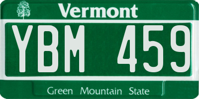 VT license plate YBM459