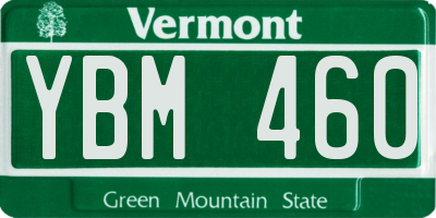 VT license plate YBM460
