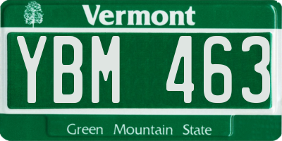 VT license plate YBM463