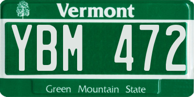 VT license plate YBM472