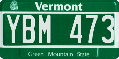 VT license plate YBM473