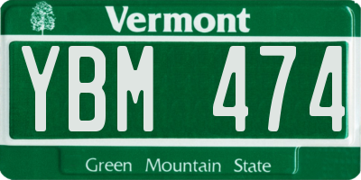 VT license plate YBM474