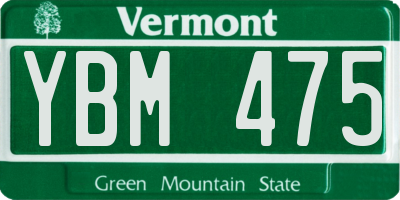 VT license plate YBM475