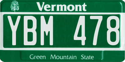 VT license plate YBM478