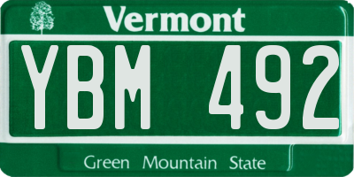 VT license plate YBM492