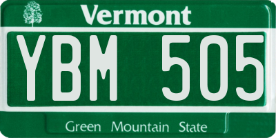 VT license plate YBM505