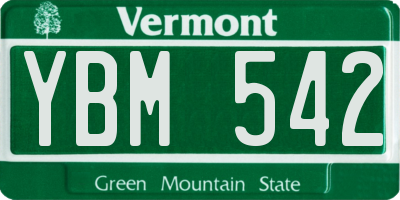 VT license plate YBM542
