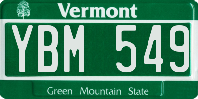 VT license plate YBM549