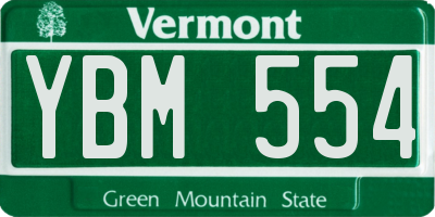VT license plate YBM554