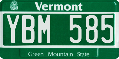 VT license plate YBM585