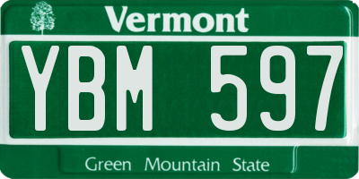 VT license plate YBM597