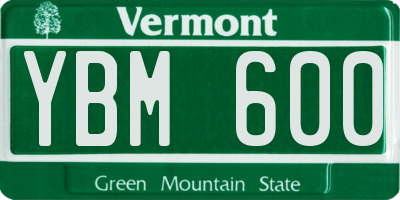 VT license plate YBM600
