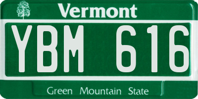 VT license plate YBM616