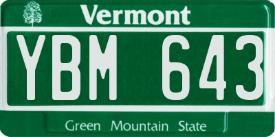 VT license plate YBM643
