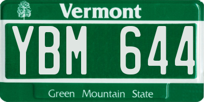 VT license plate YBM644