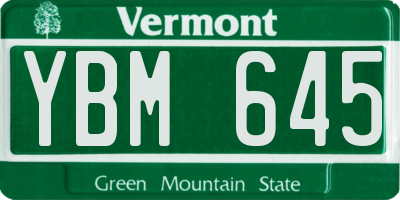 VT license plate YBM645