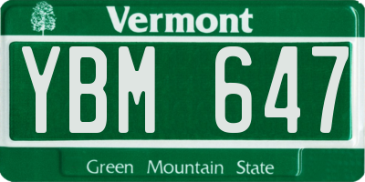 VT license plate YBM647