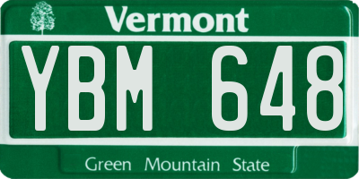 VT license plate YBM648