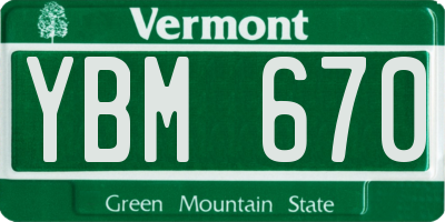 VT license plate YBM670
