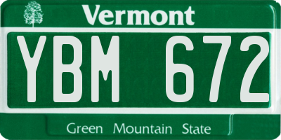 VT license plate YBM672