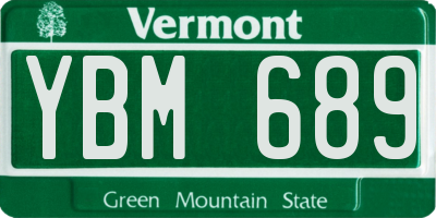 VT license plate YBM689