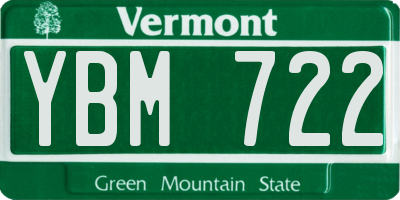 VT license plate YBM722