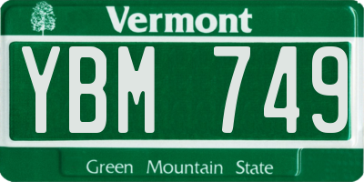 VT license plate YBM749