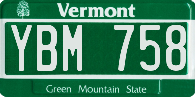 VT license plate YBM758
