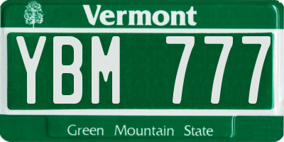 VT license plate YBM777