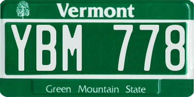 VT license plate YBM778