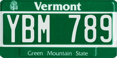 VT license plate YBM789