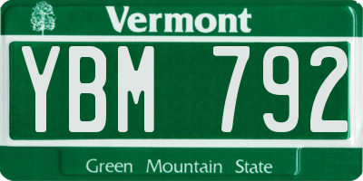 VT license plate YBM792