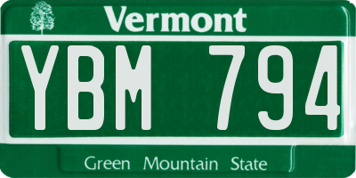 VT license plate YBM794