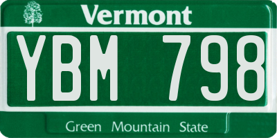 VT license plate YBM798